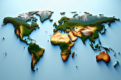 Carte du monde avec paysages naturels variés