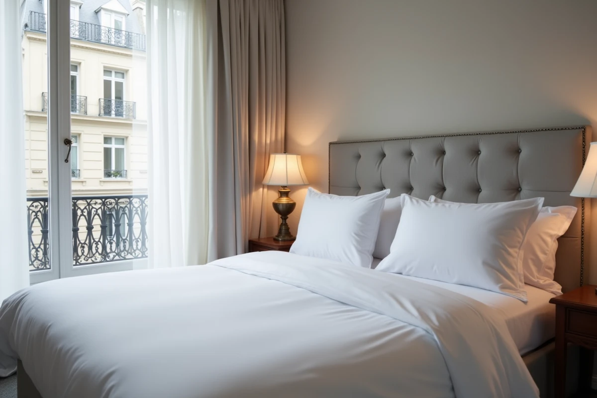 Chambre confortable et élégante de l'hôtel Paris Orsay avec vue sur les toits parisiens