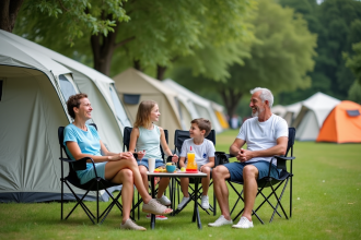 Famille multigenerational en camping en Europe