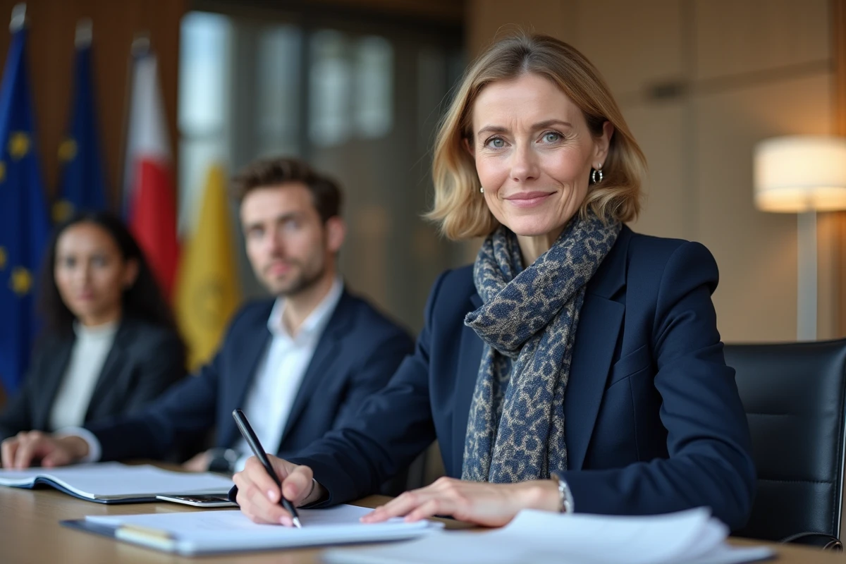 Femme islandaise en réunion professionnelle confiante