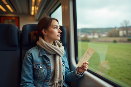 Jeune femme en train regardant la campagne française
