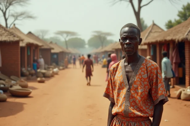 Homme sud-soudanais en marché coloré de Koriom