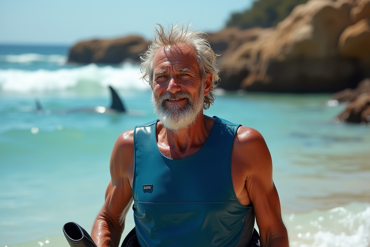 Homme plus âgé sortant de l