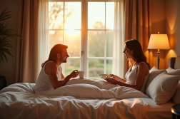 Suite d'hôtel chaleureuse à Paris avec petit déjeuner en lit