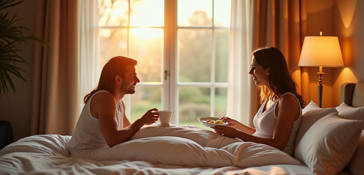 Suite d'hôtel chaleureuse à Paris avec petit déjeuner en lit